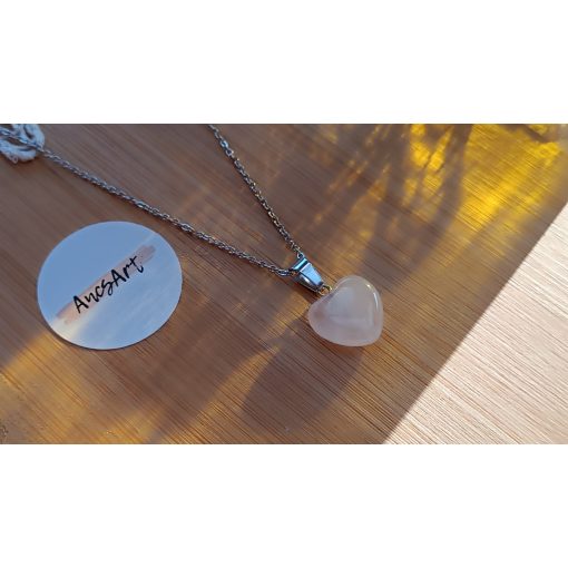 Rózsakvarc szív nyaklánc