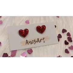 Piros szív fülbevaló